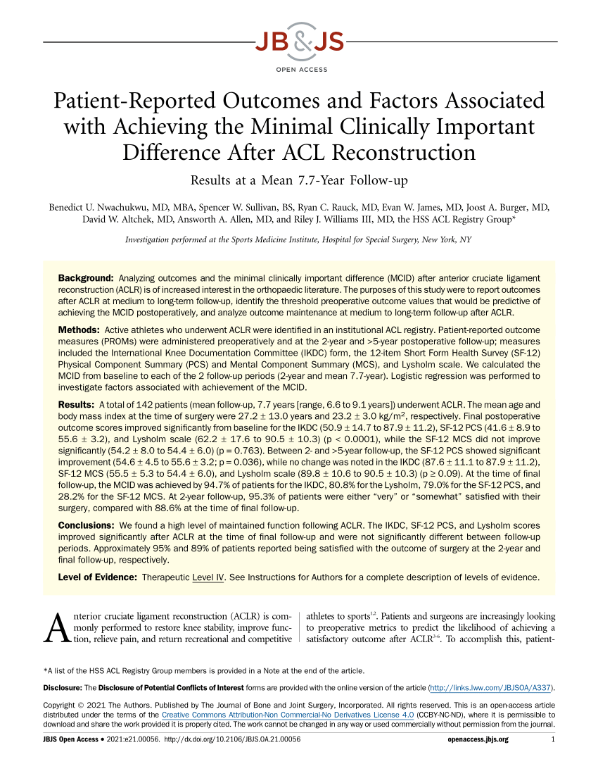 (PDF) PatientReported and Factors Associated with Achieving