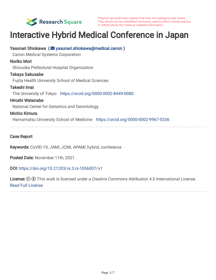 (PDF) Interactive Hybrid Medical Conference in Japan