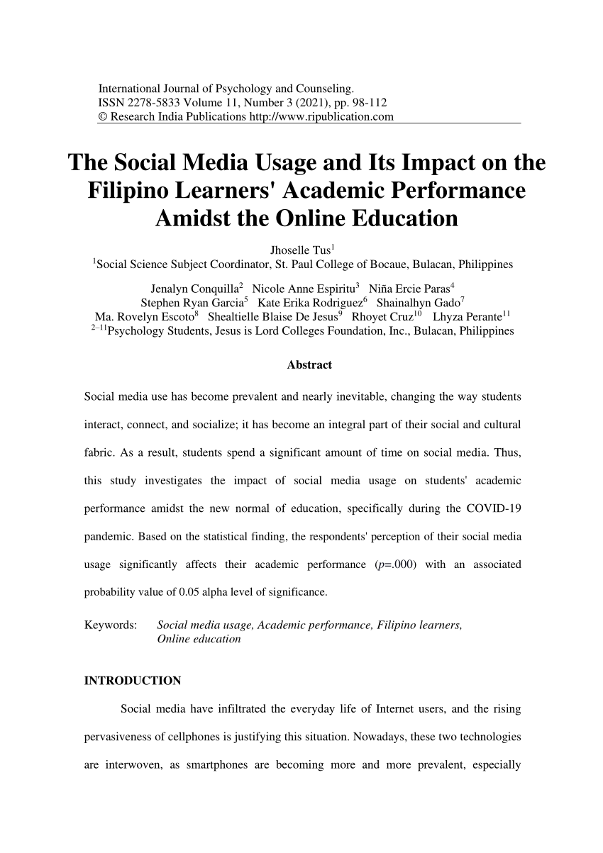 research instrument about social media