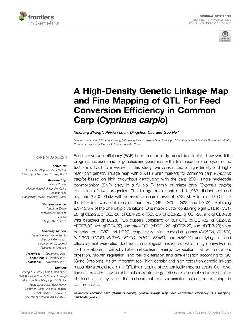 Pdf A High Density Genetic Linkage Map And Fine Mapping Of Qtls For Feed Conversion Efficiency 4425