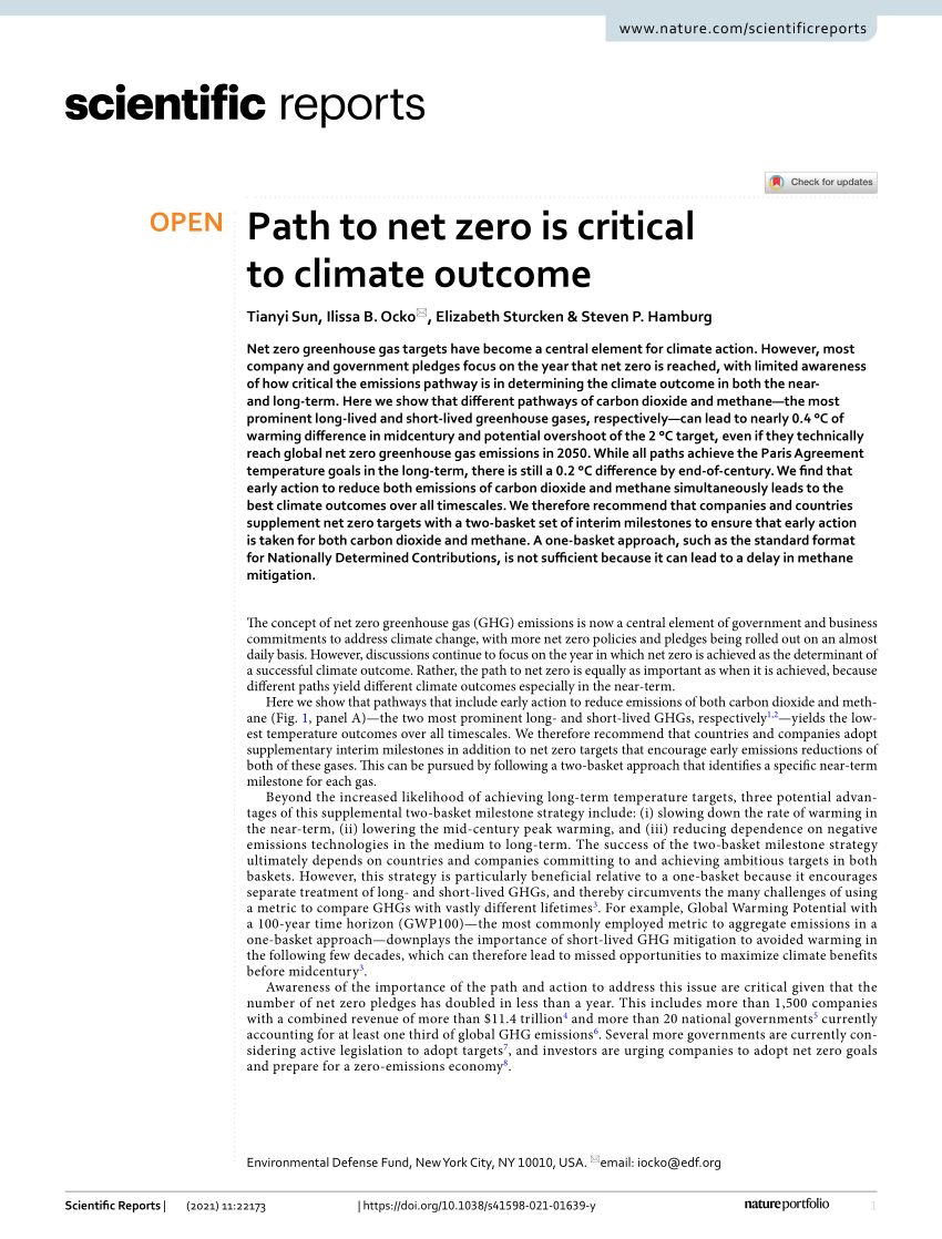 research paper on net zero