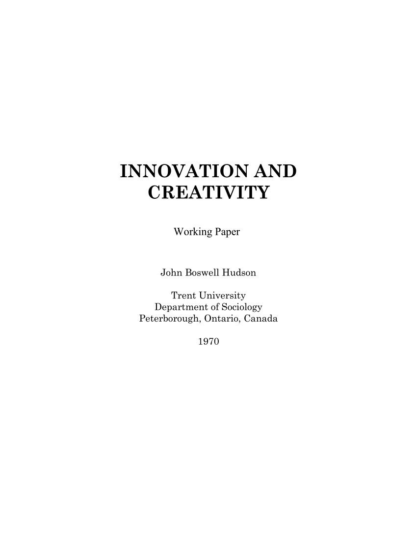 creativity and innovation research paper