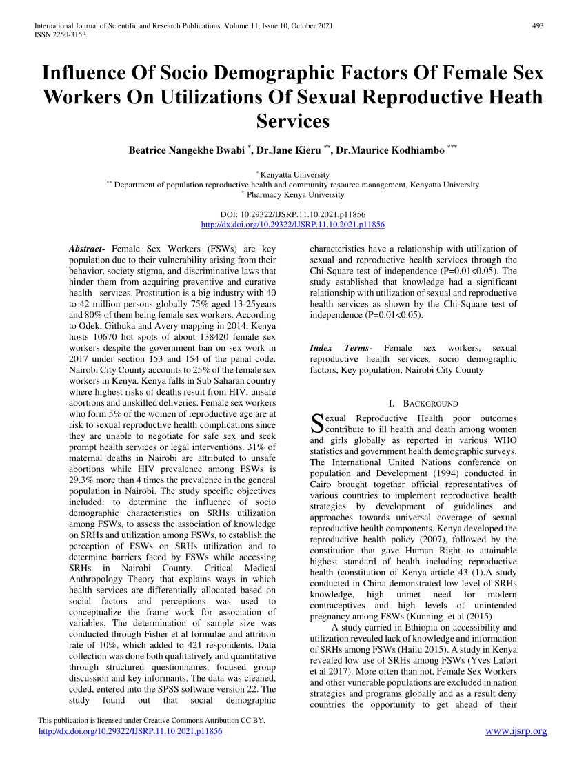 Pdf Influence Of Socio Demographic Factors Of Female Sex Workers On Utilizations Of Sexual 1196