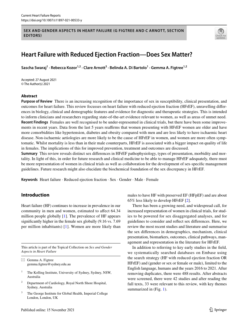 PDF) Heart Failure with Reduced Ejection Fraction—Does Sex Matter?