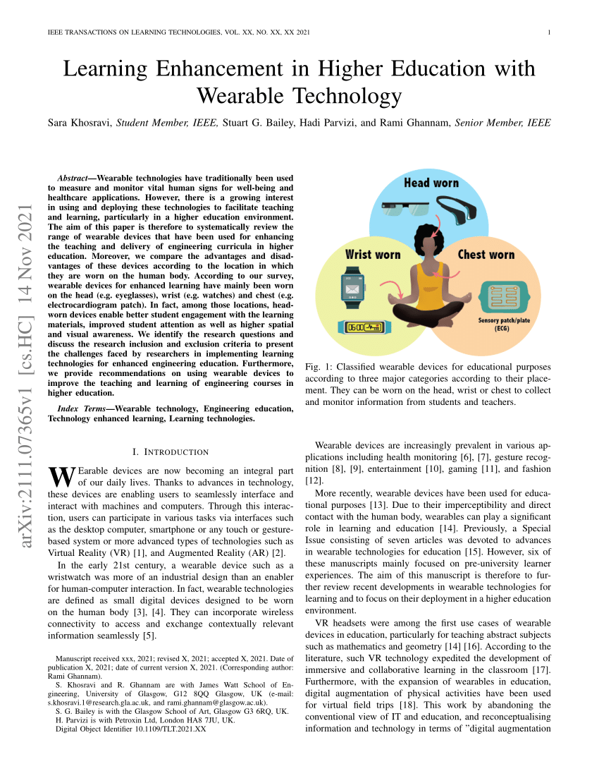 PDF) Learning Enhancement in Higher Education with Wearable Technology