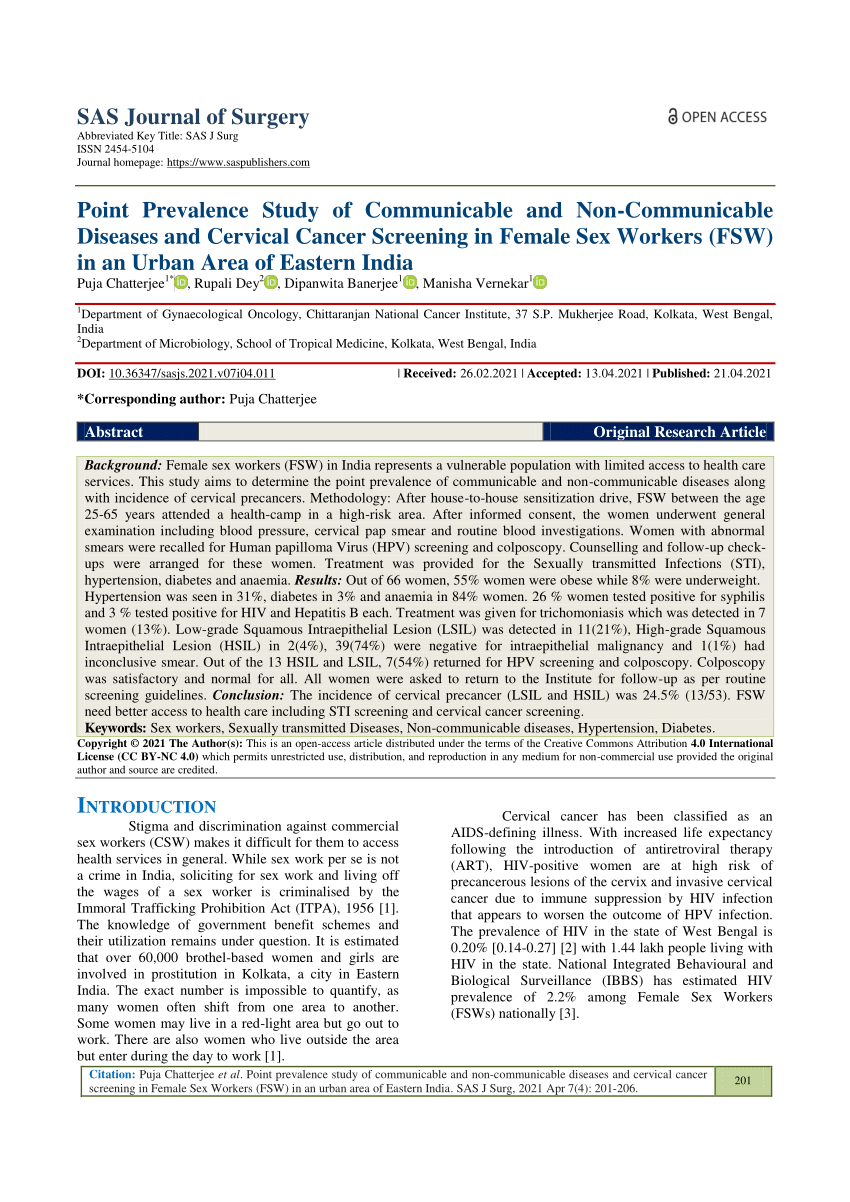 PDF Point Prevalence Study of Communicable and Non Communicable  