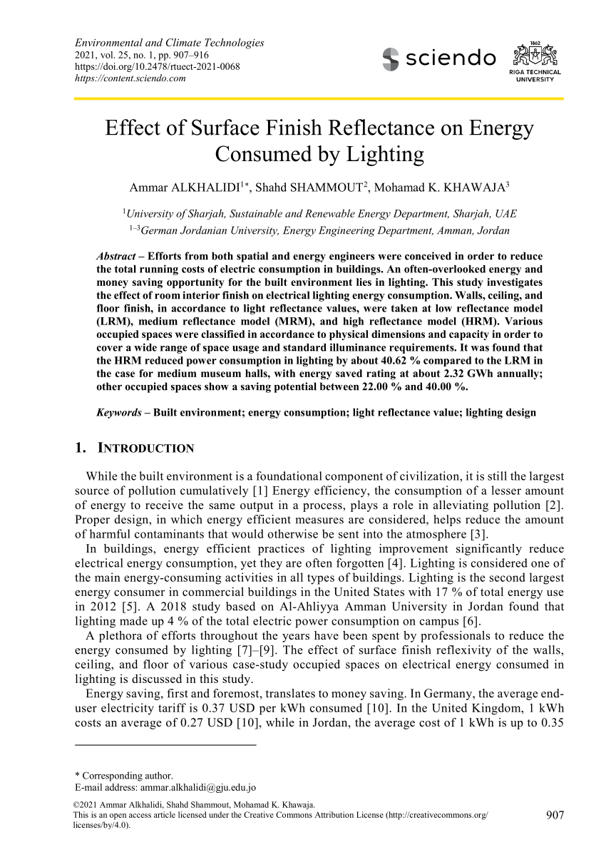 Effects of surface reflectance and lighting design strategies on energy  consumption and visual comfort - Nastaran Makaremi, Samuele Schiavoni, Anna  L. Pisello, Franco Cotana, 2019