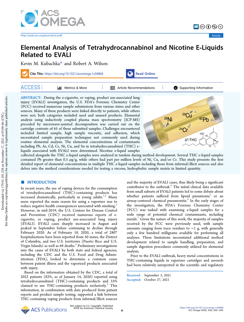 PDF Elemental Analysis of Tetrahydrocannabinol and Nicotine E