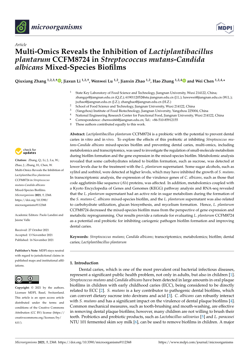 (PDF) Multi-Omics Reveals the Inhibition of Lactiplantibacillus ...