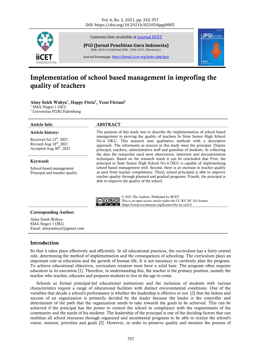 research about school based management