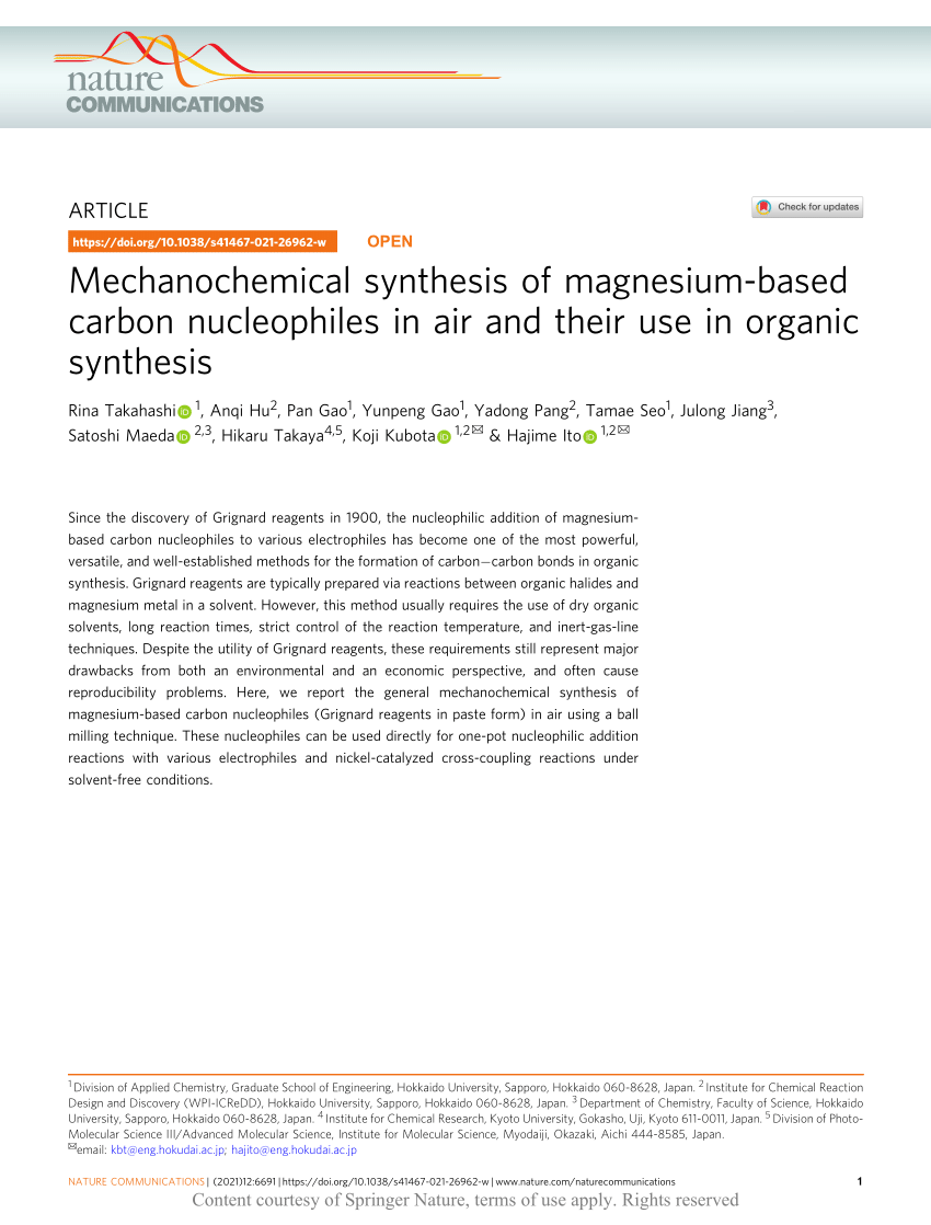 PDF) Mechanochemical synthesis of magnesium-based carbon