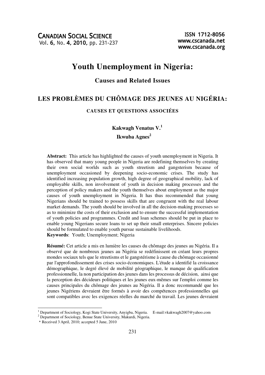 research proposal on unemployment in nigeria