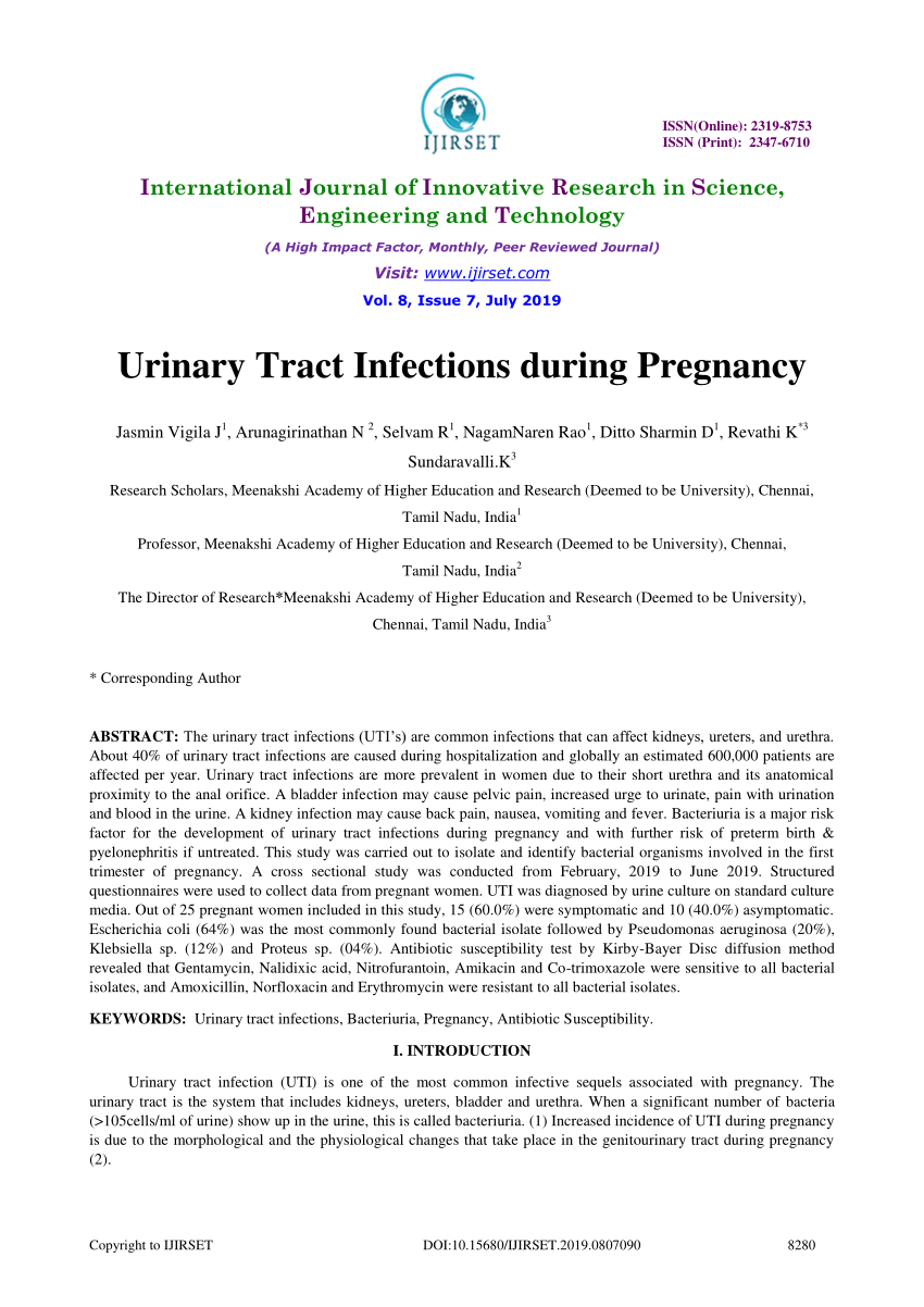 Pdf Urinary Tract Infections During Pregnancy 1731