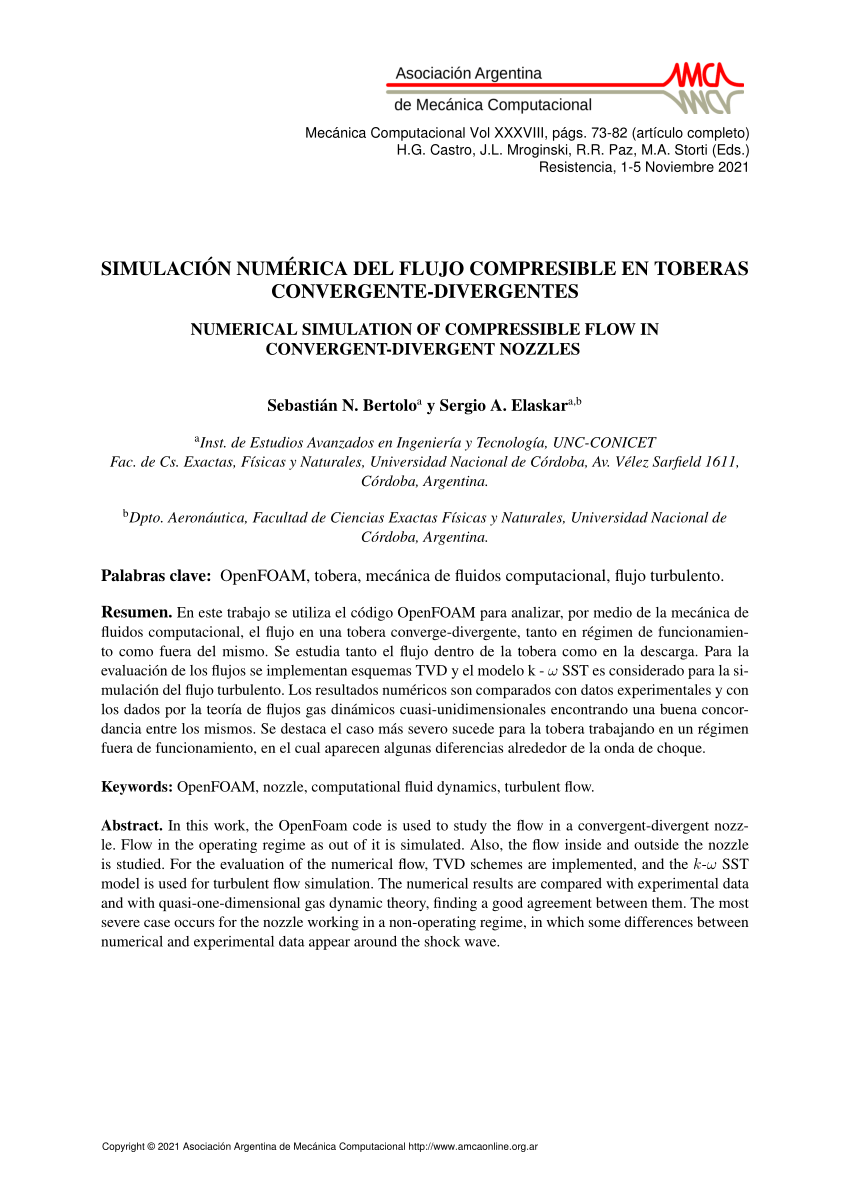 Pdf SimulaciÓn NumÉrica Del Flujo Compresible En Toberas Convergente Divergentes 8715