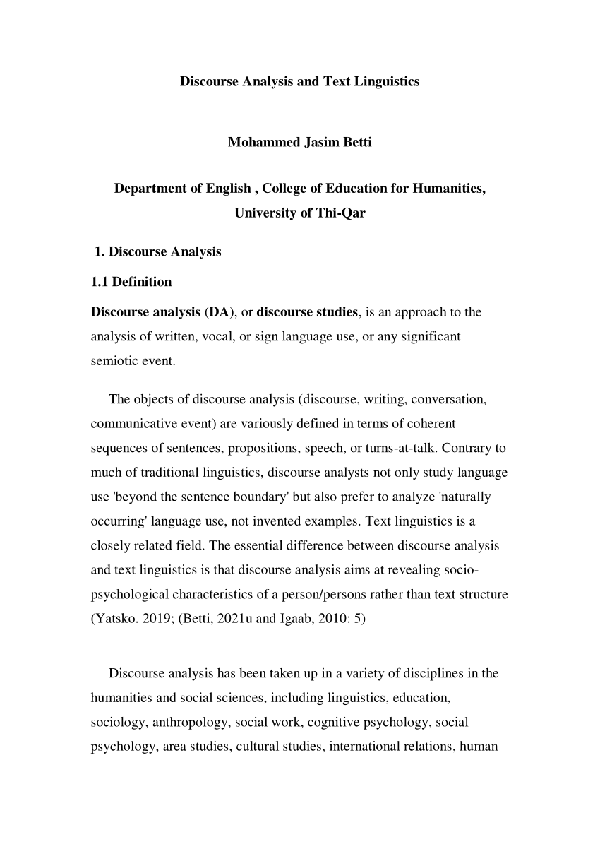 phd thesis in discourse analysis
