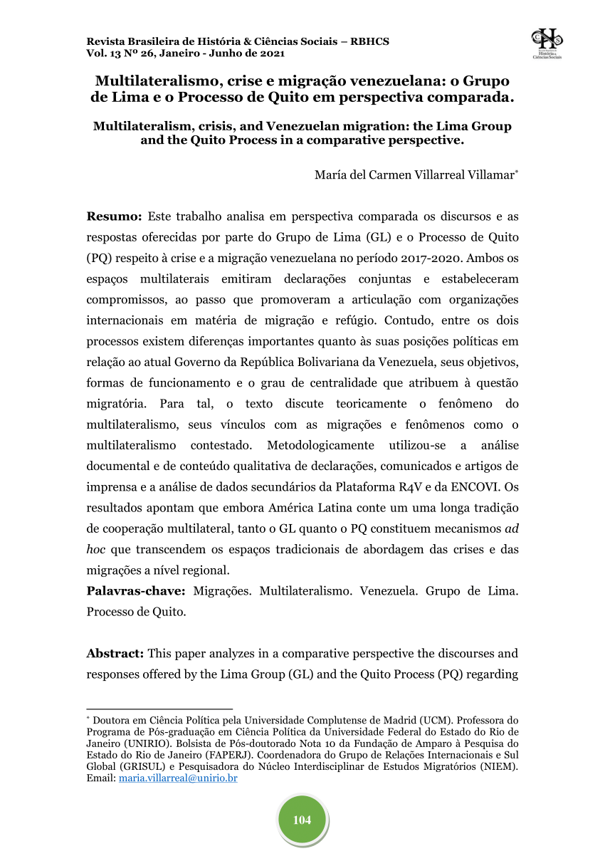 PDF) (2018) Mulheres migrantes e crianças e adolescentes não acompanhados  na América Latina e Caribe: algumas cifras e reflexões para o debate