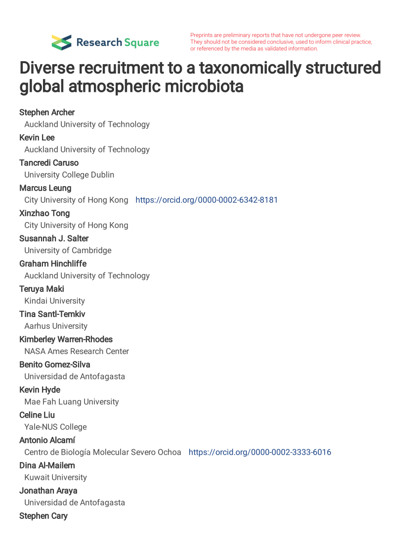 PDF Diverse recruitment to a taxonomically structured global