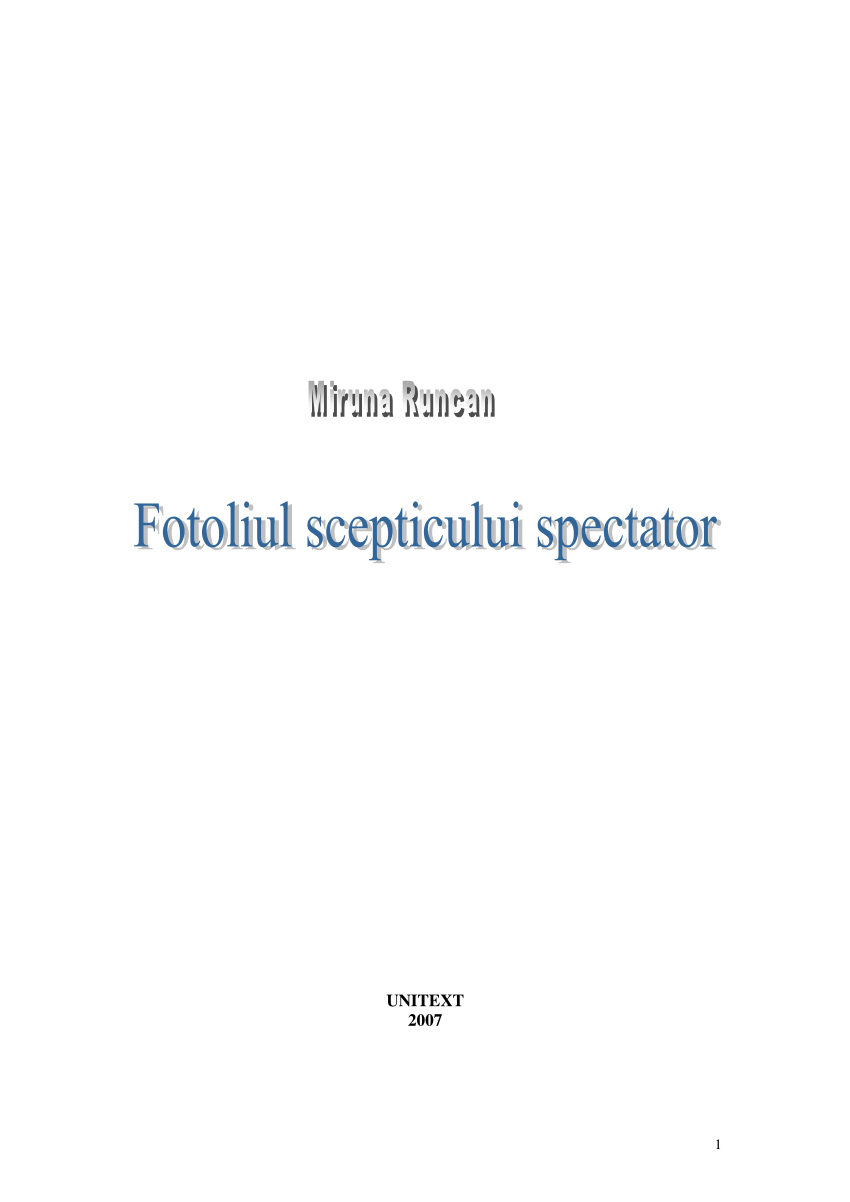 Premonition comprehensive scrap PDF) Fotoliul scepticului spectator, UNITEXT 2007