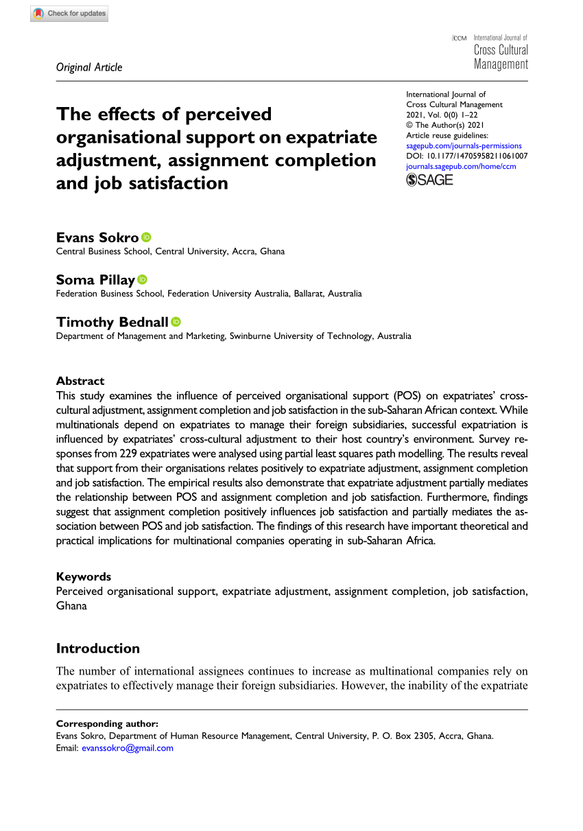 expatriate adjustment assignment