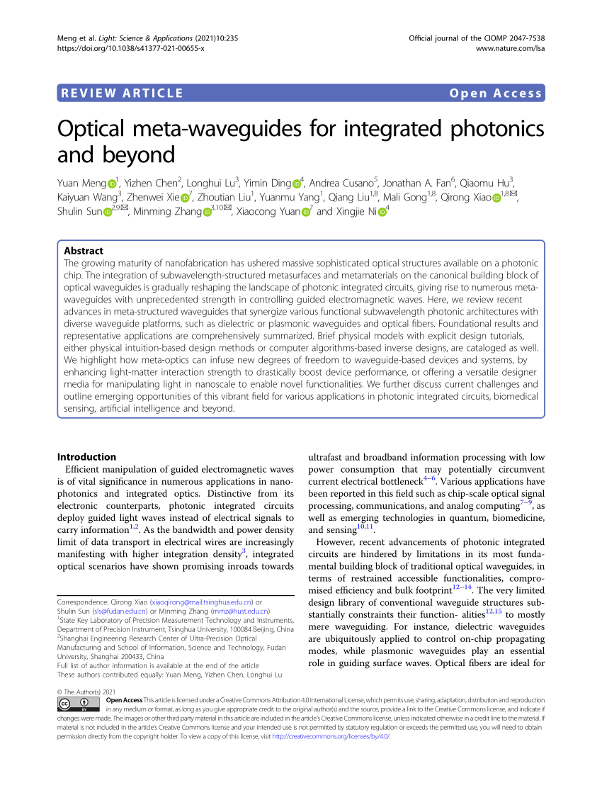 PDF) Optical meta-waveguides for integrated photonics and beyond