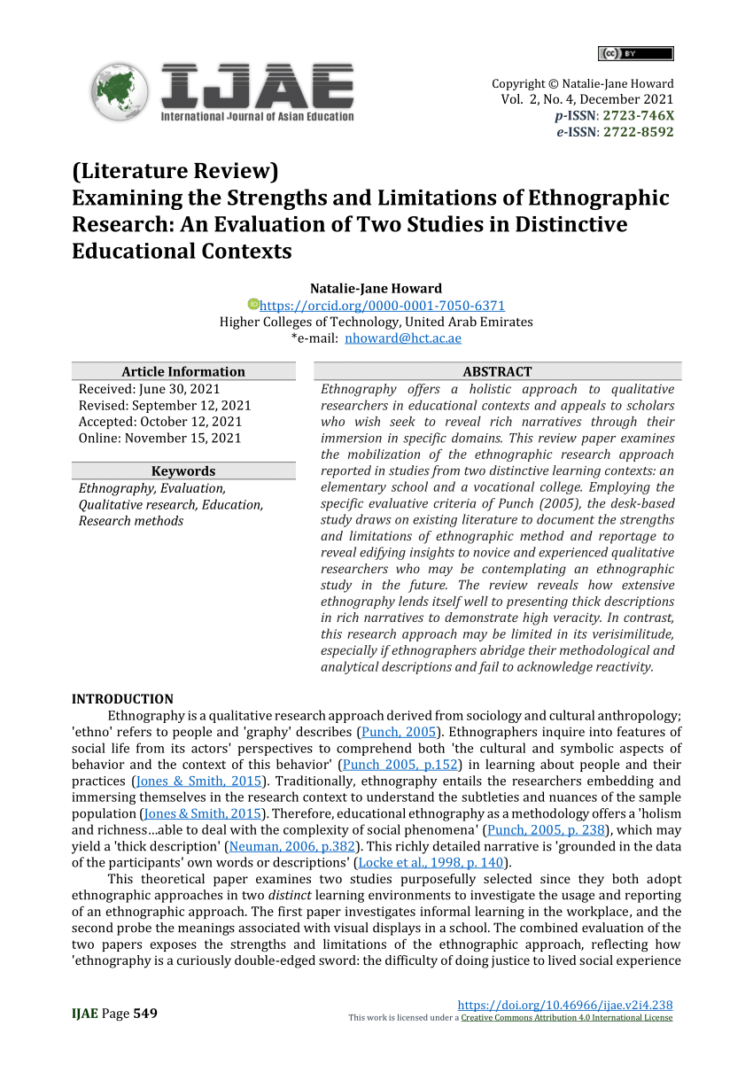 limitations in ethnographic research
