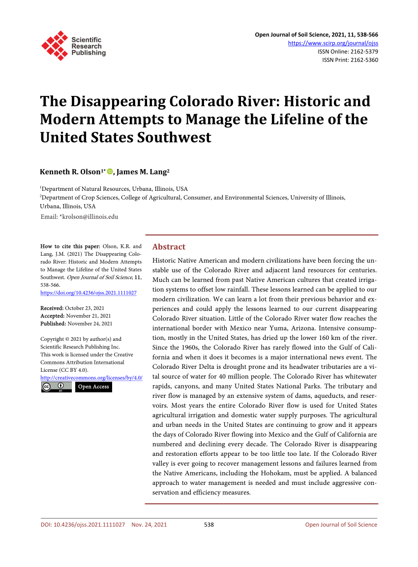 Pdf The Disappearing Colorado River Historic And Modern Attempts To