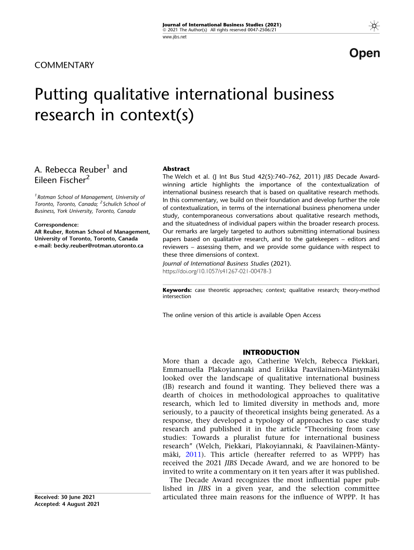 qualitative research in international business examples