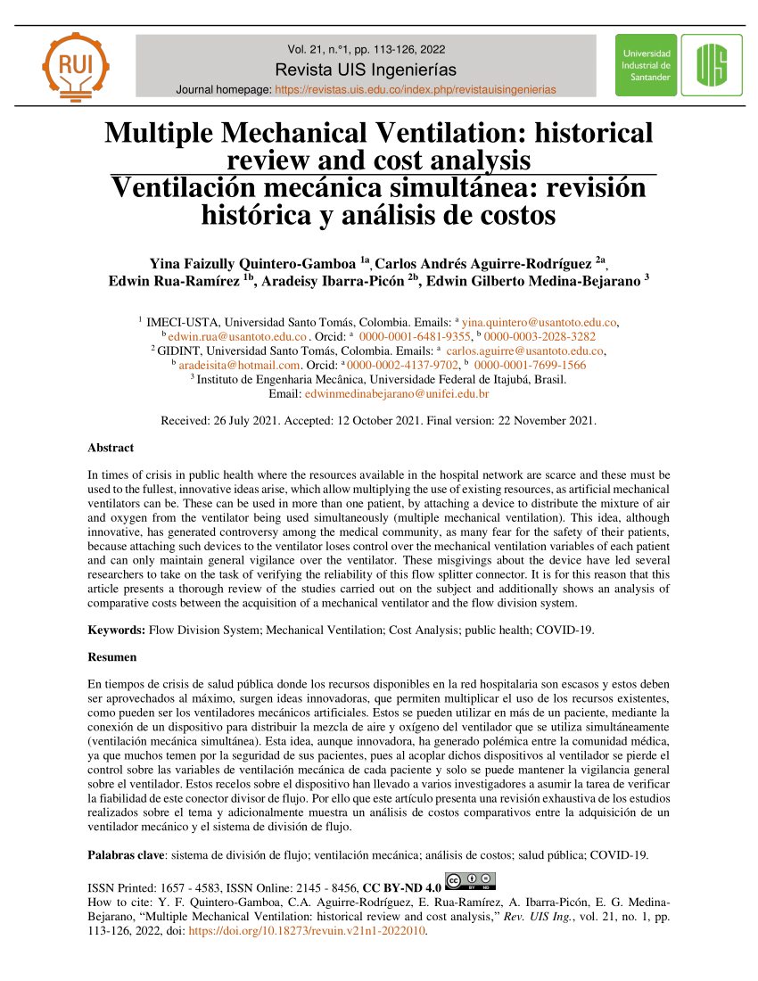 mechanical ventilation research paper