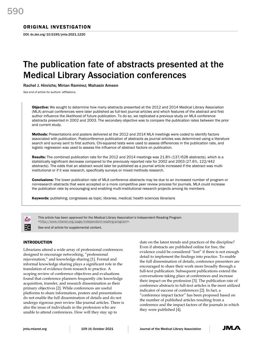 (PDF) The publication fate of abstracts presented at the Medical