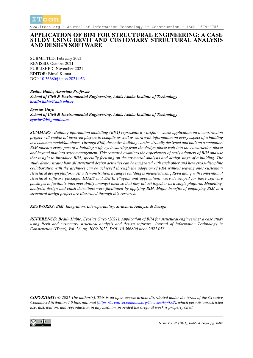 Pdf Application Of Bim For Structural Engineering A Case Study Using Revit And Customary Structural Analysis And Design Software