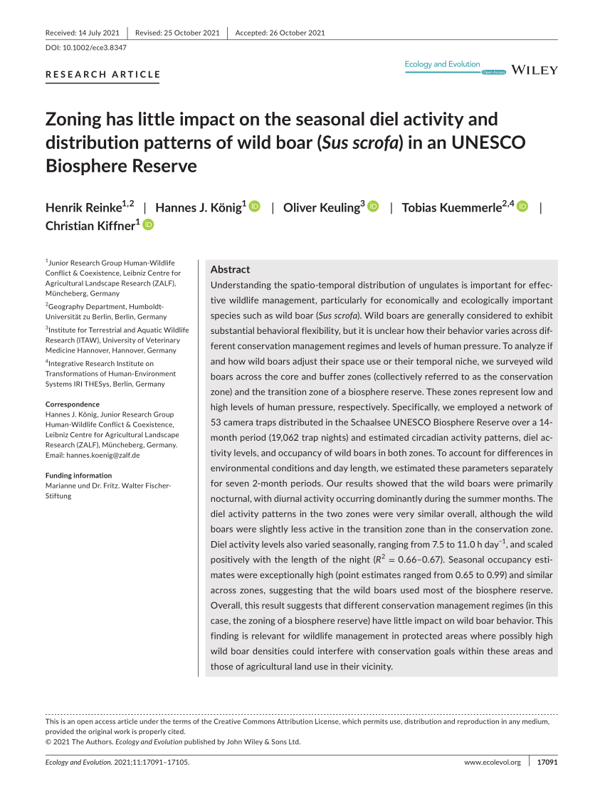 PDF) Zoning has little impact on the seasonal diel activity and