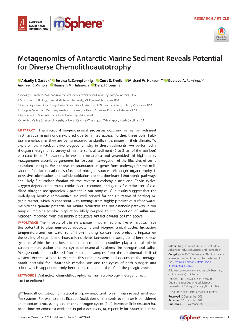 PDF) Metagenomics of Antarctic Marine Sediment Reveals Potential 