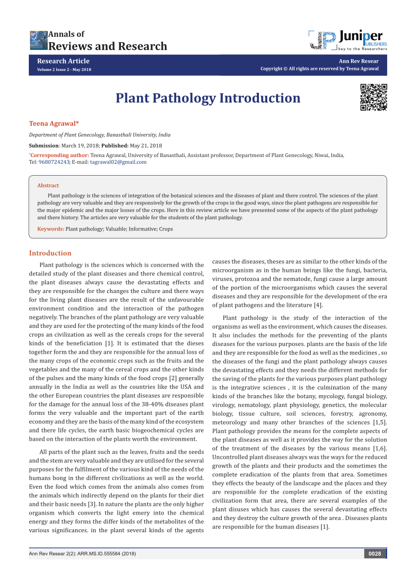 research paper of plant pathology