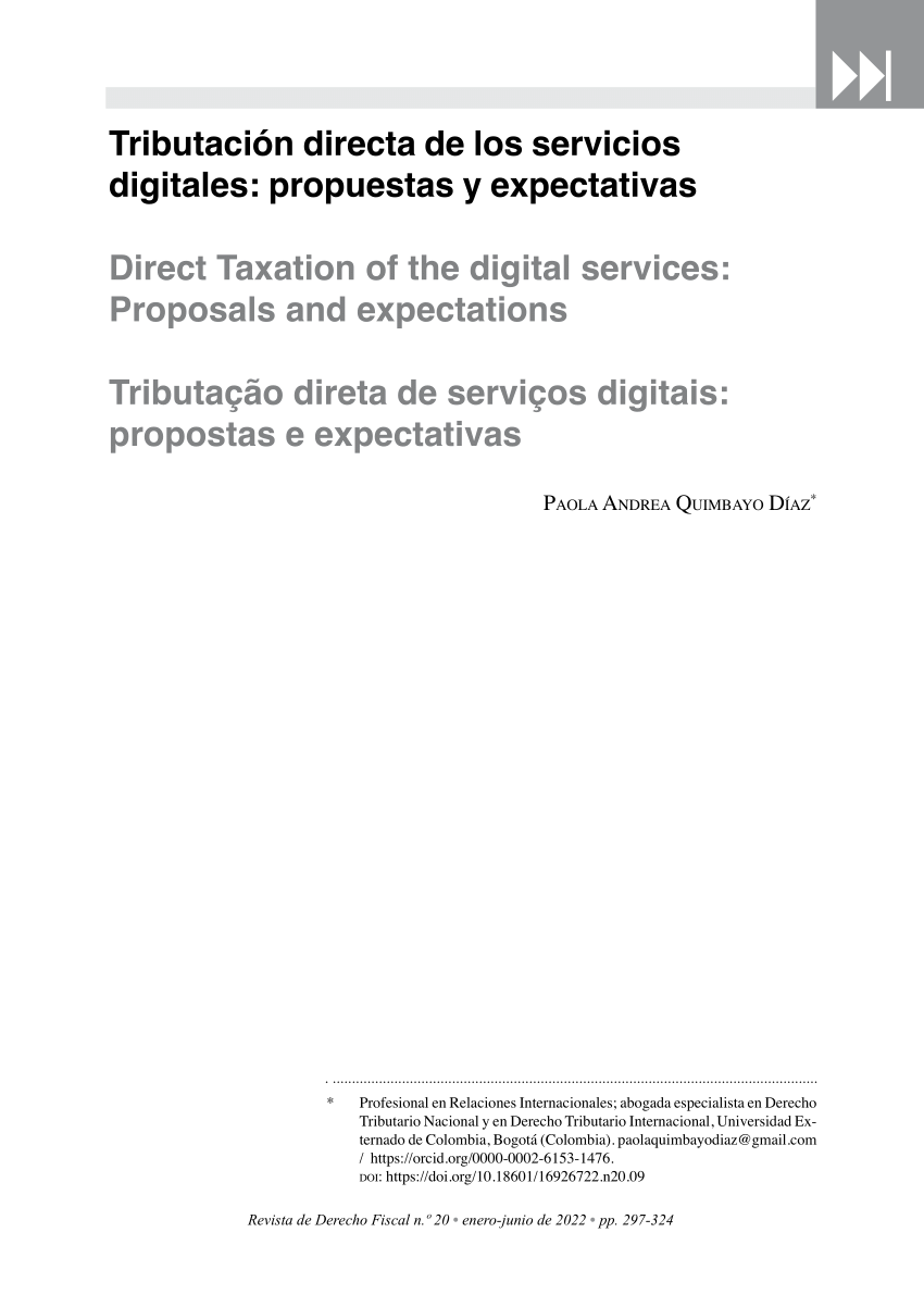 Pdf Tributación Directa De Los Servicios Digitales Propuestas Y Expectativas 8170