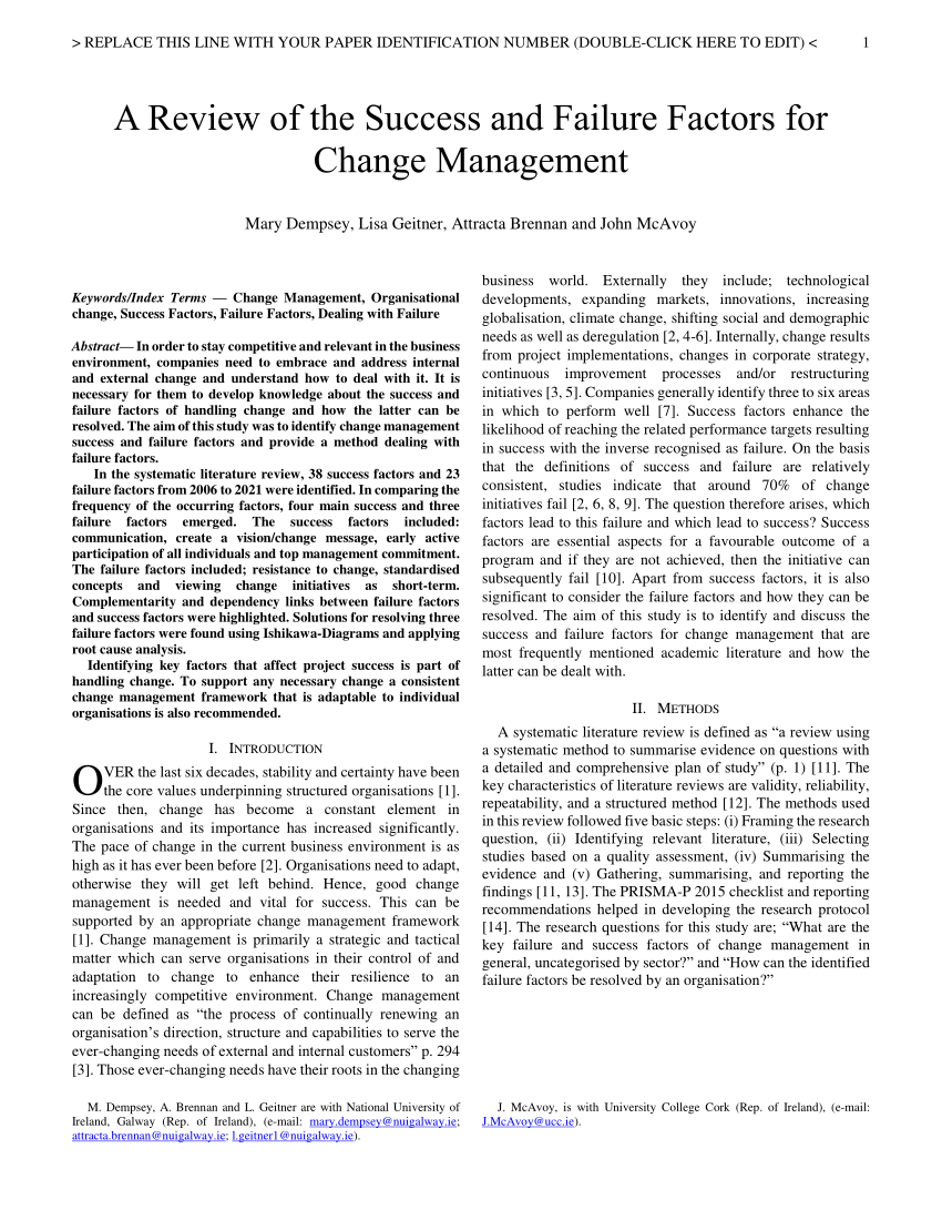 case study change management failure