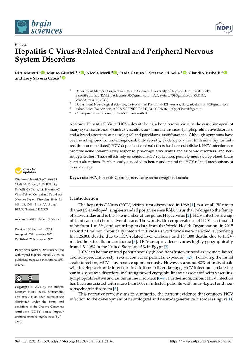 PDF Hepatitis C Virus Related Central and Peripheral Nervous  