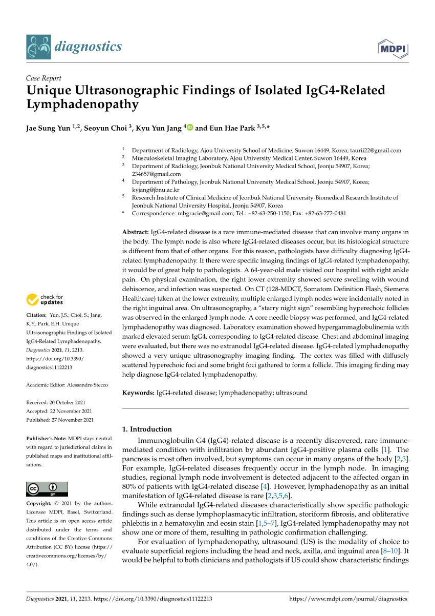 Pdf Unique Ultrasonographic Findings Of Isolated Igg4 Related