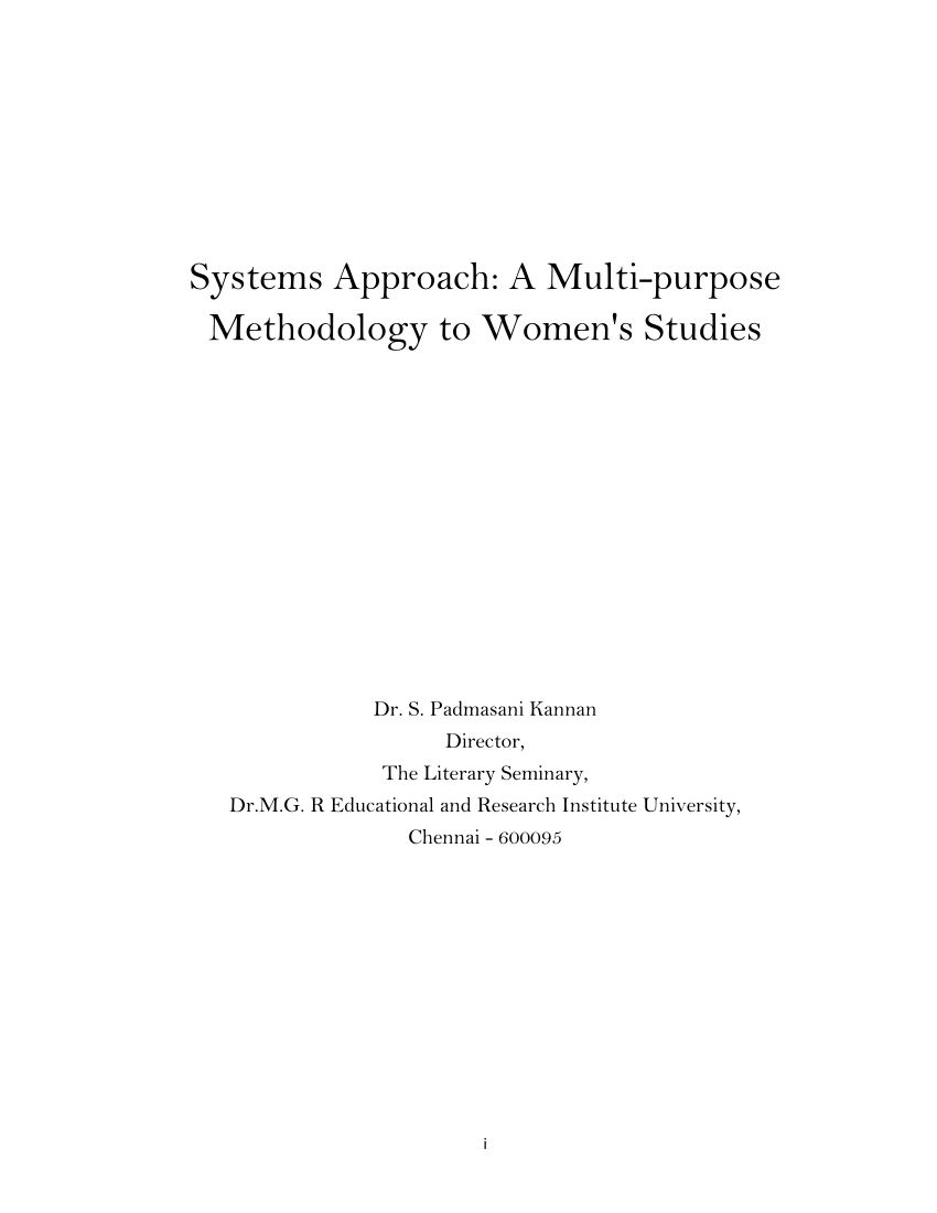 PDF) Systems Approach A Multi-purpose Methodology to Womens Studies image