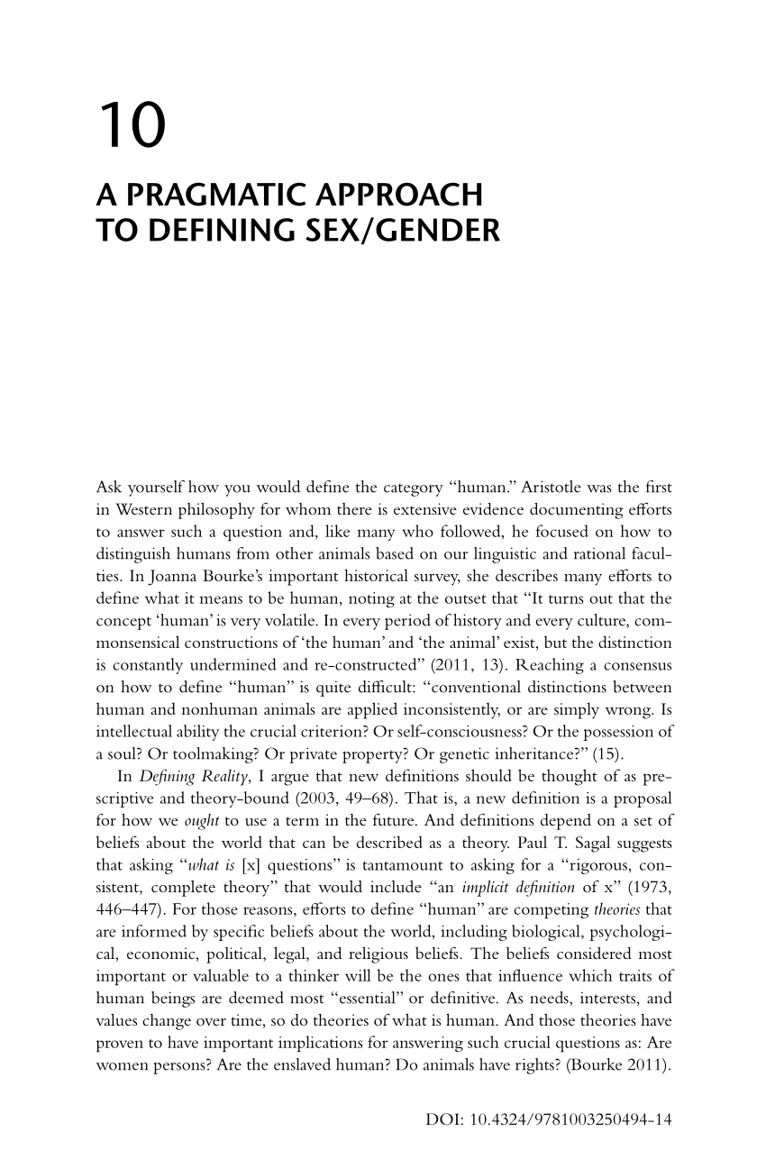 Pdf A Pragmatic Approach To Defining Sexgender 1798