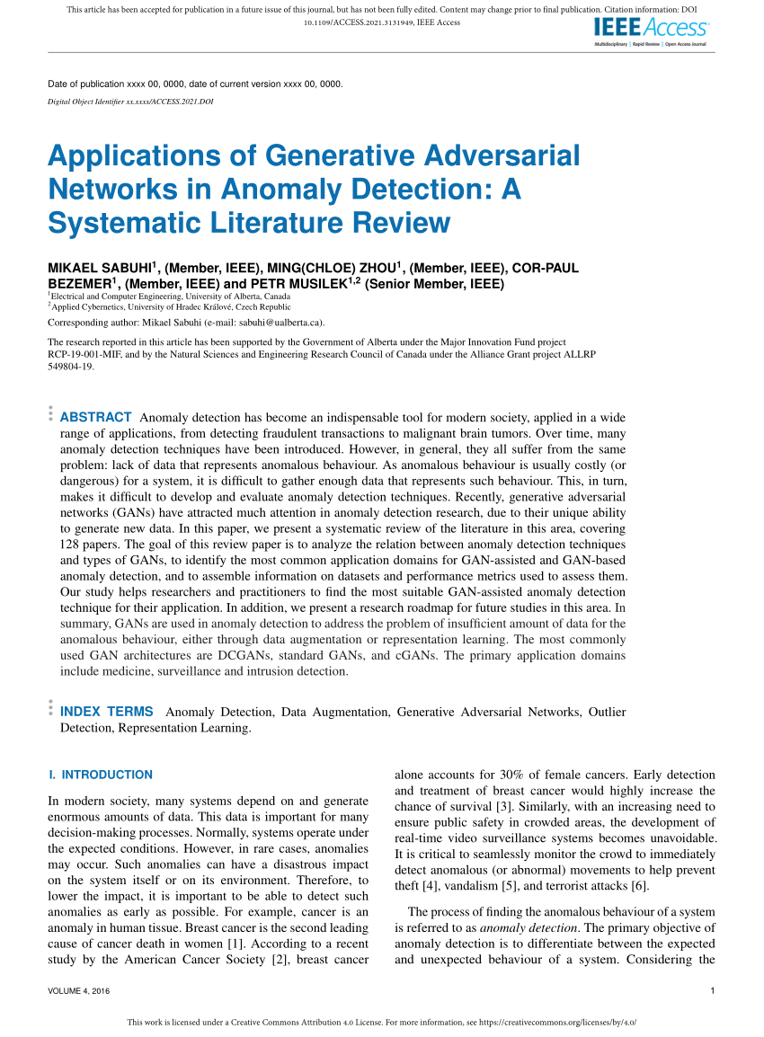 Grab Adviser Dairy products PDF) Applications of Generative Adversarial Networks in Anomaly Detection:  A Systematic Literature Review