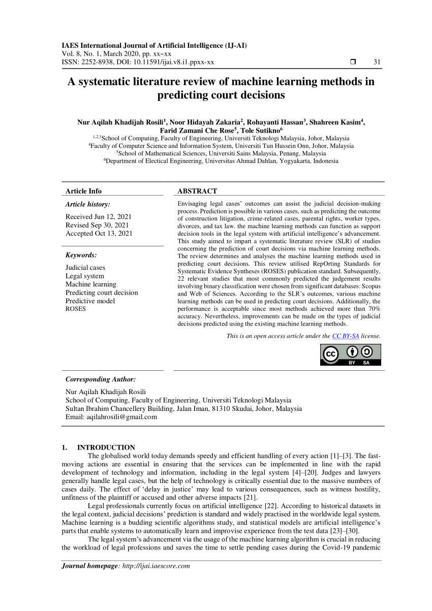 literature review using machine learning