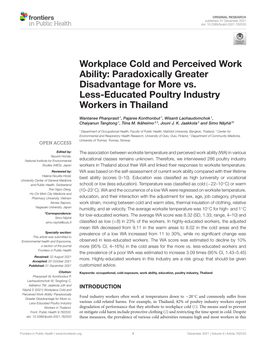 PDF Workplace Cold and Perceived Work Ability Paradoxically  