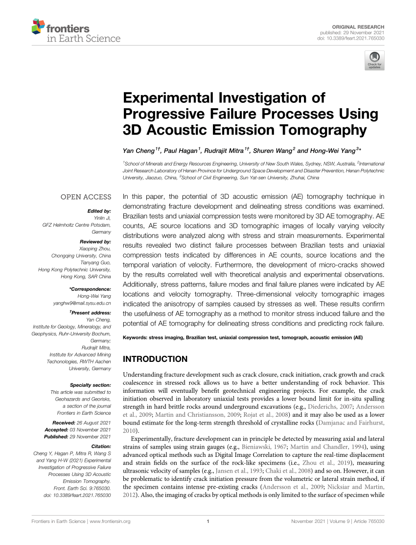 PDF) Experimental Investigation of Progressive Failure Processes Using 3D  Acoustic Emission Tomography