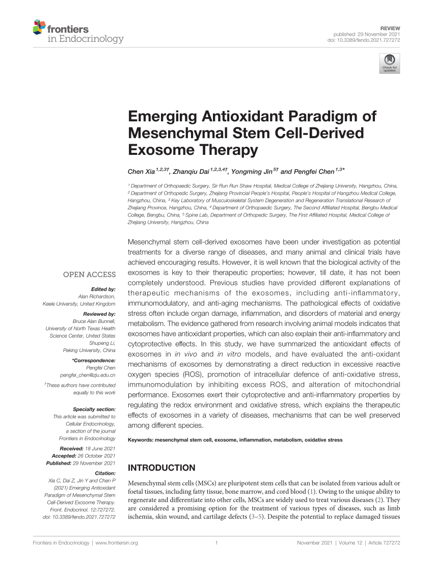 PDF) Emerging Antioxidant Paradigm of Mesenchymal Stem Cell 