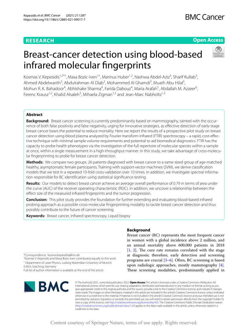 Early cancer detection by SERS spectroscopy and machine learning