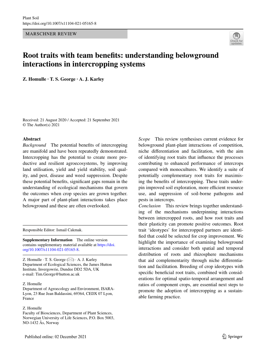 PDF) Root traits with team benefits: understanding belowground 