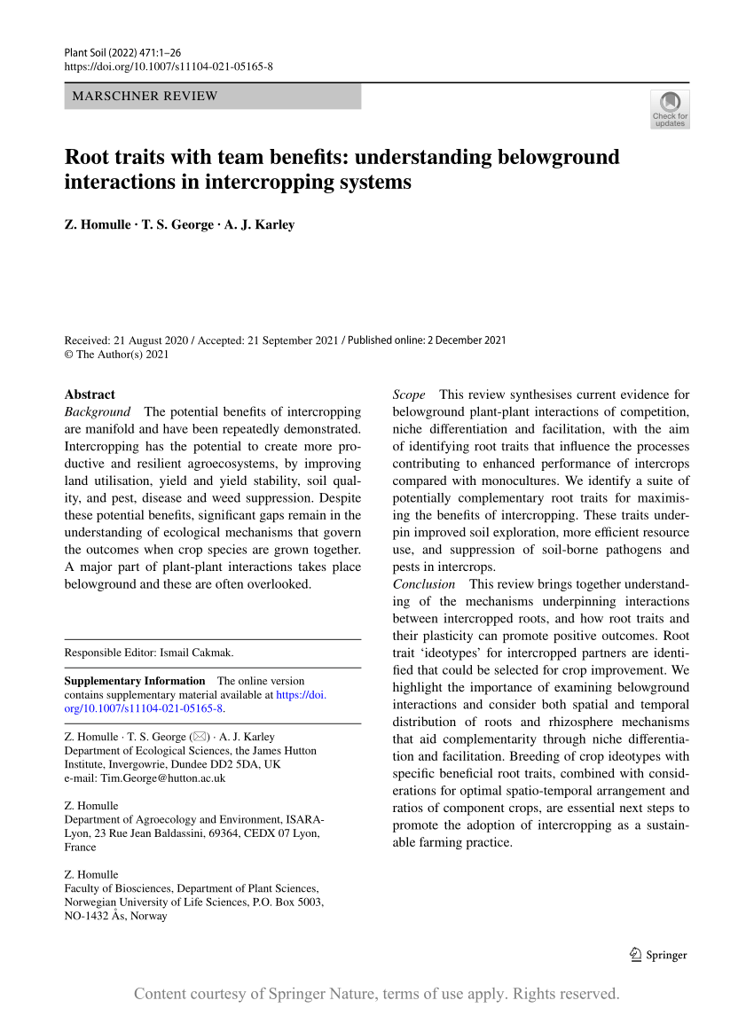 PDF) Root traits with team benefits: understanding belowground 
