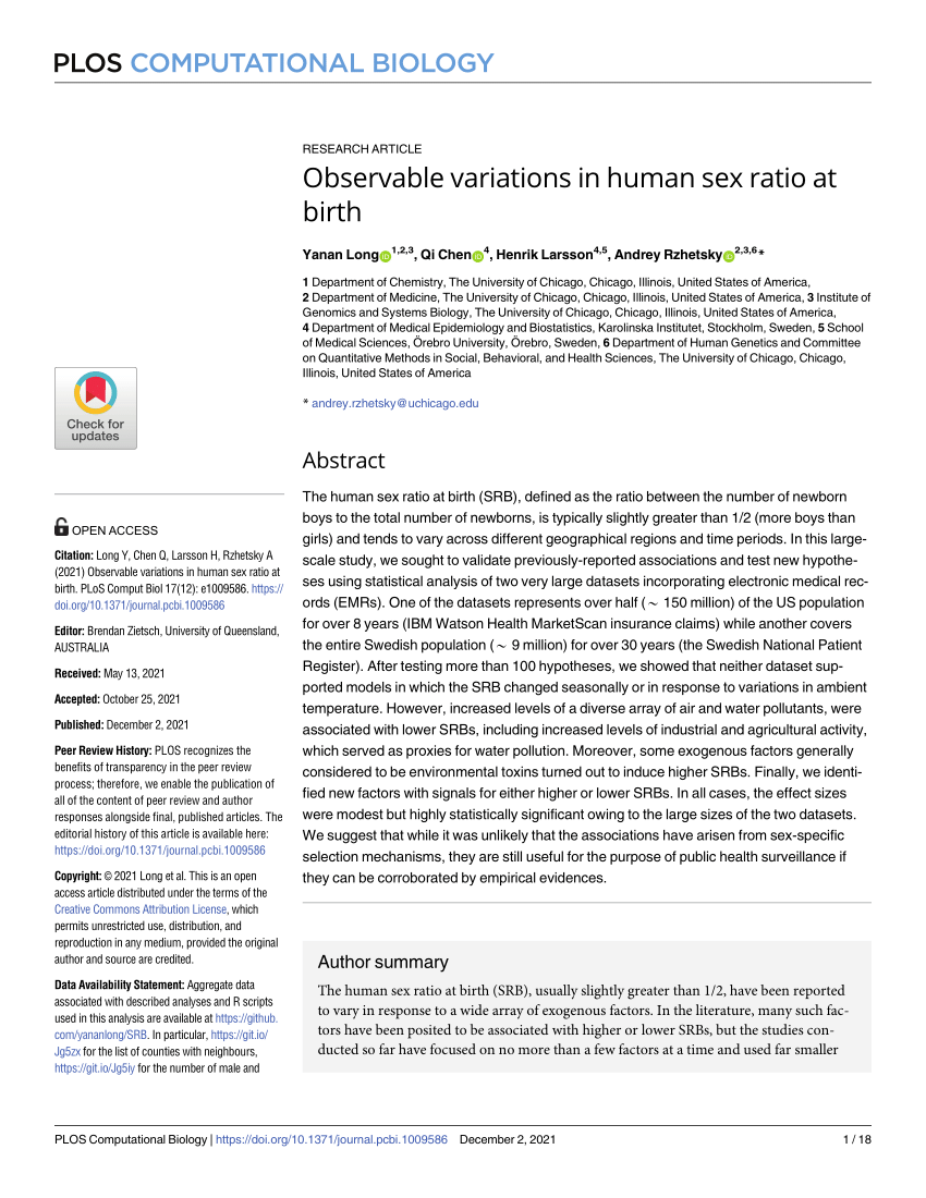 PDF) Observable variations in human sex ratio at birth