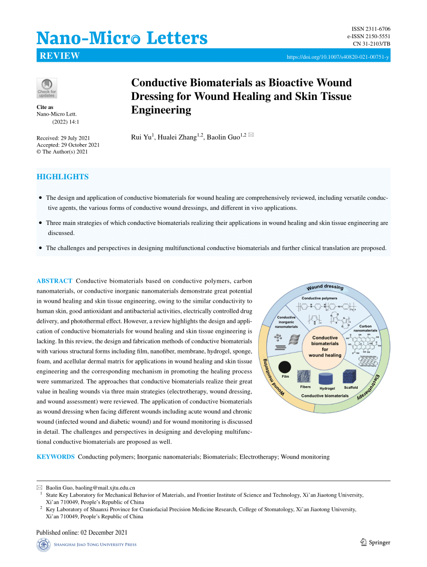 PDF) Conductive Biomaterials as Bioactive Wound Dressing for Wound 