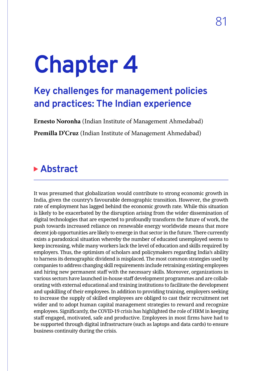 Pdf Key Challenges For Management Policies And Practices The Indian Experience